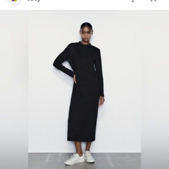 Zara Dresses & Skirts - Zara mock neck ribbed midi dress